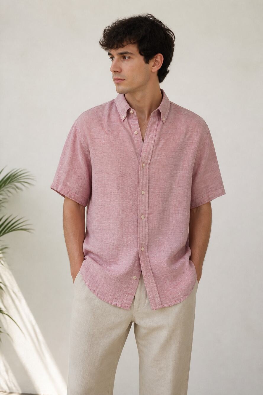 Chaps XL Pink Linen Cotton Button Down Shirt